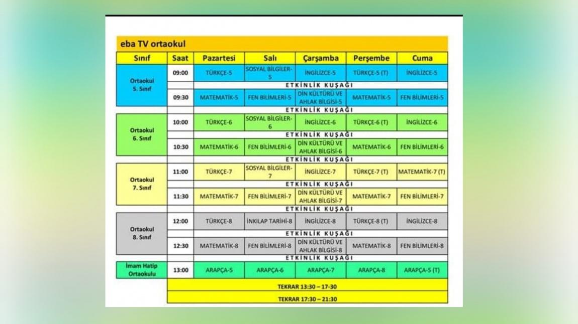 23 Mart İtibariyle Uygulanacak Uzaktan Eğitim Programı 